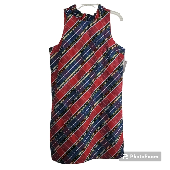 crown & ivy Dresses & Skirts - Crown & Ivy Christmas Holiday Party Red Plaid Ruffle Sleeveles Dress NWT Size 14